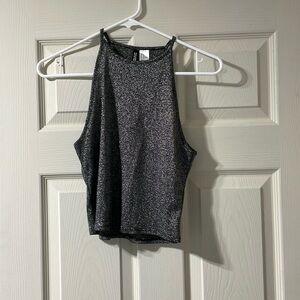 H&M black and silver crop top NWOT
